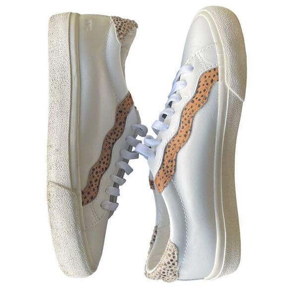 Madewell Sidewalk Low-Top Sneakers Wave Edition Size 8.5 White and Leopard Print - Picture 4 of 9